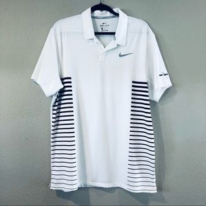 Nike Golf Dri Fit Short Sleeve Collared Tee Shirt White Size Large
